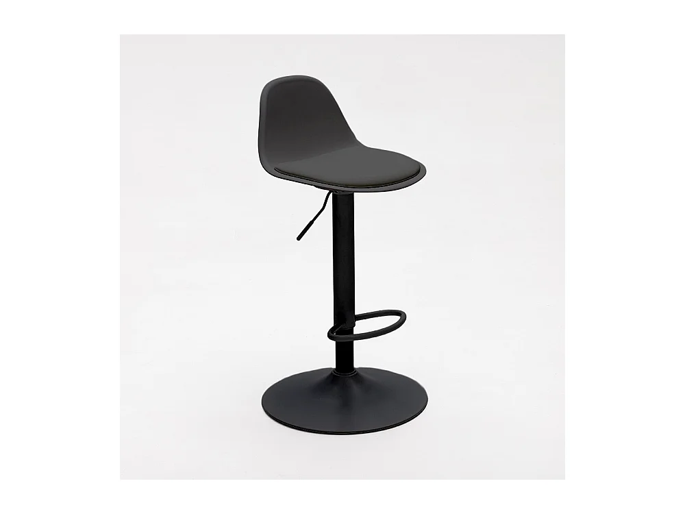 Tebar - Lot de 2 chaises de bar réglables en simili et métal H61-83cm - Noir