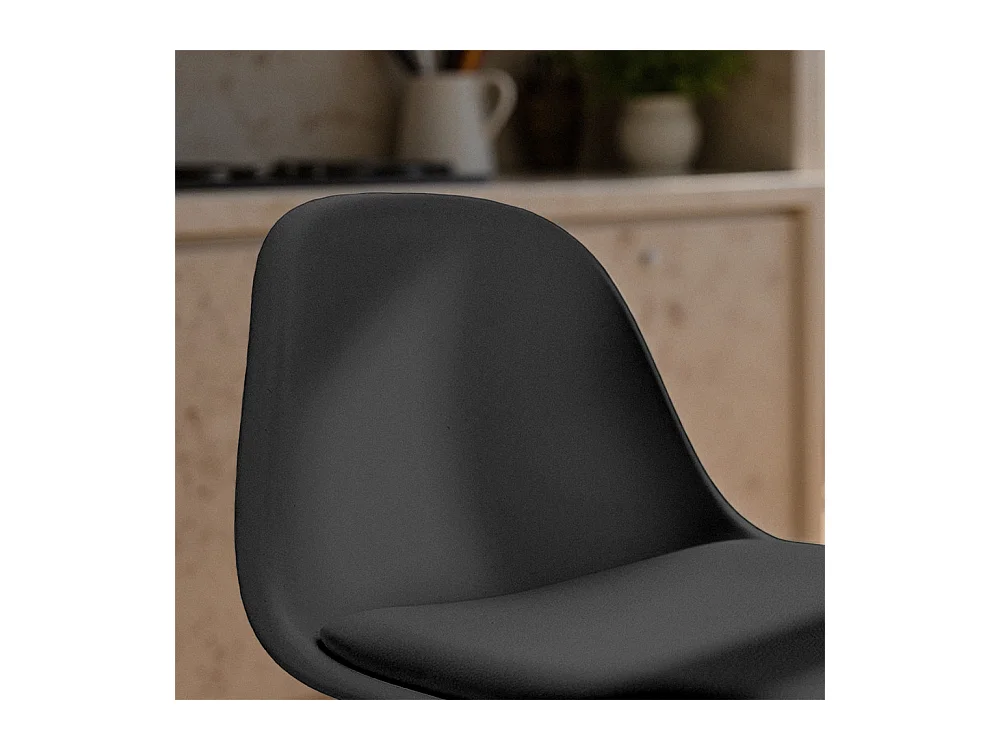 Tebar - Lot de 2 chaises de bar réglables en simili et métal H61-83cm - Noir