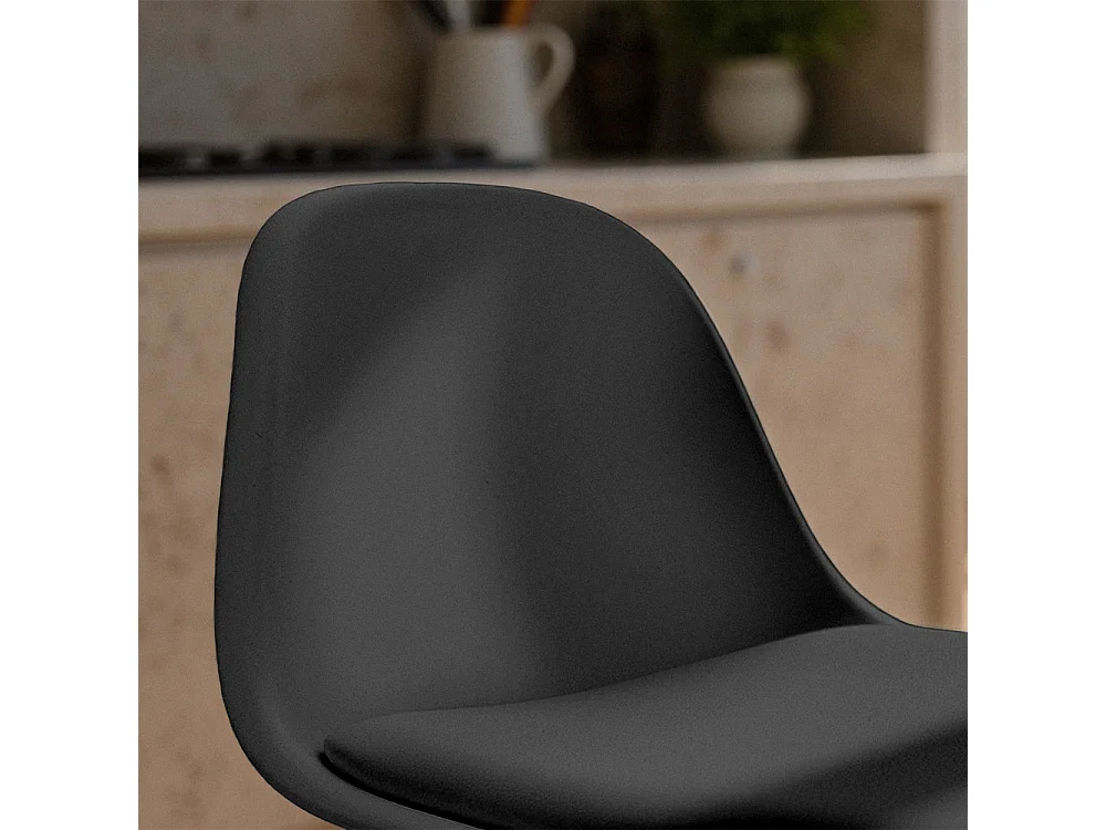 Tebar - Lot de 2 chaises de bar réglables en simili et métal H61-83cm - Noir