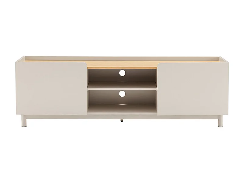 Stanley - Meuble TV 2 portes en bois et métal L160cm - Beige