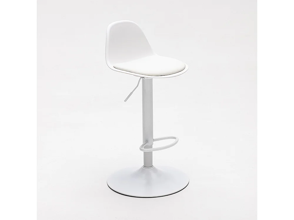 Tebar - Lot de 2 chaises de bar réglables en simili et métal H61-83cm - Blanc