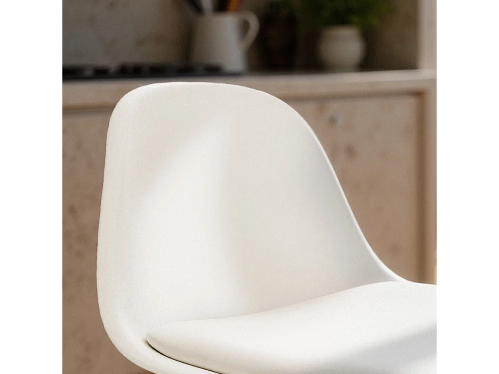 Tebar - Lot de 2 chaises de bar réglables en simili et métal H61-83cm - Blanc