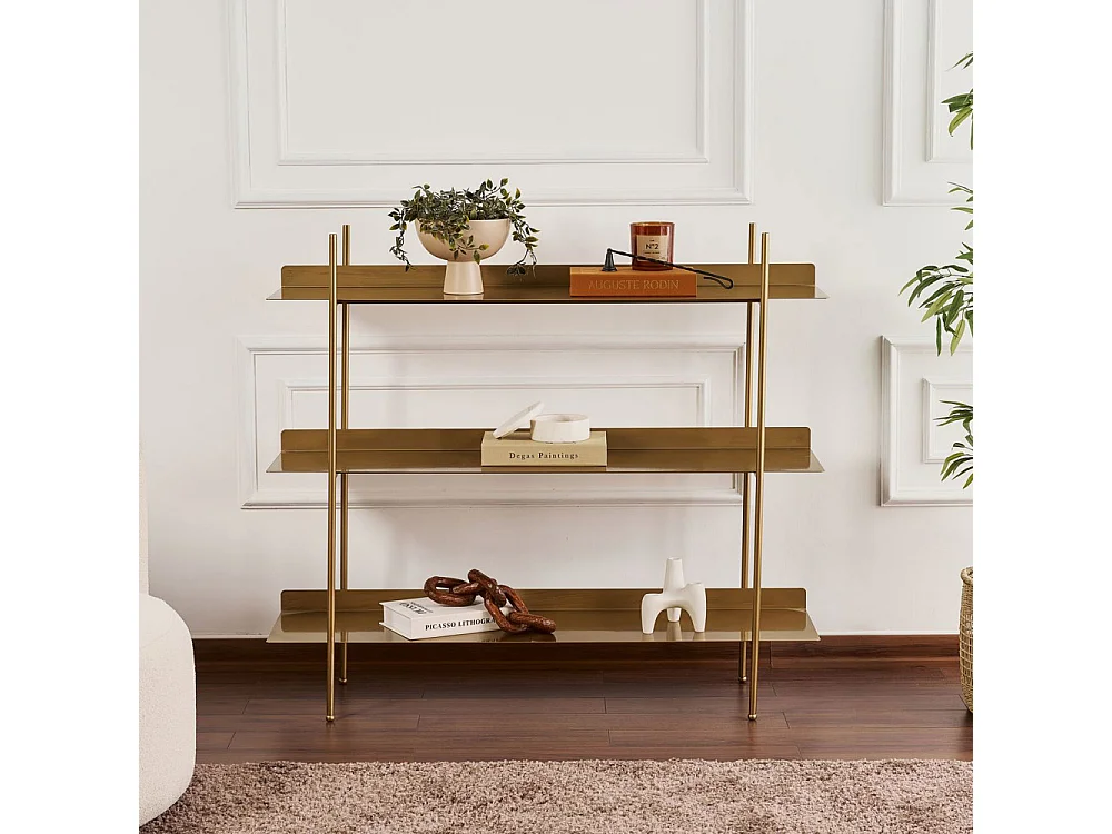 Luno - Étagère en métal L120cm - Laiton