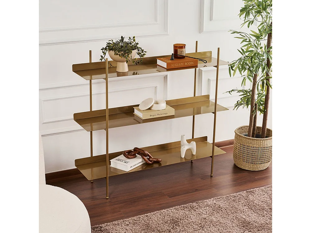 Luno - Étagère en métal L120cm - Laiton