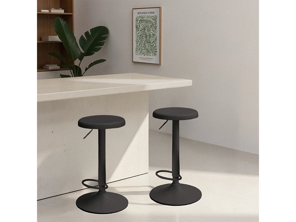Pop - Tabouret de bar réglable en métal H60-81cm - Noir