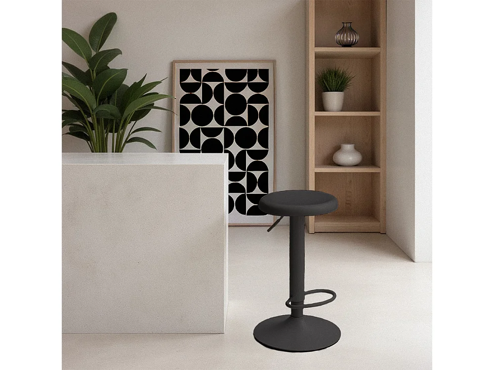 Pop - Tabouret de bar réglable en métal H60-81cm - Noir