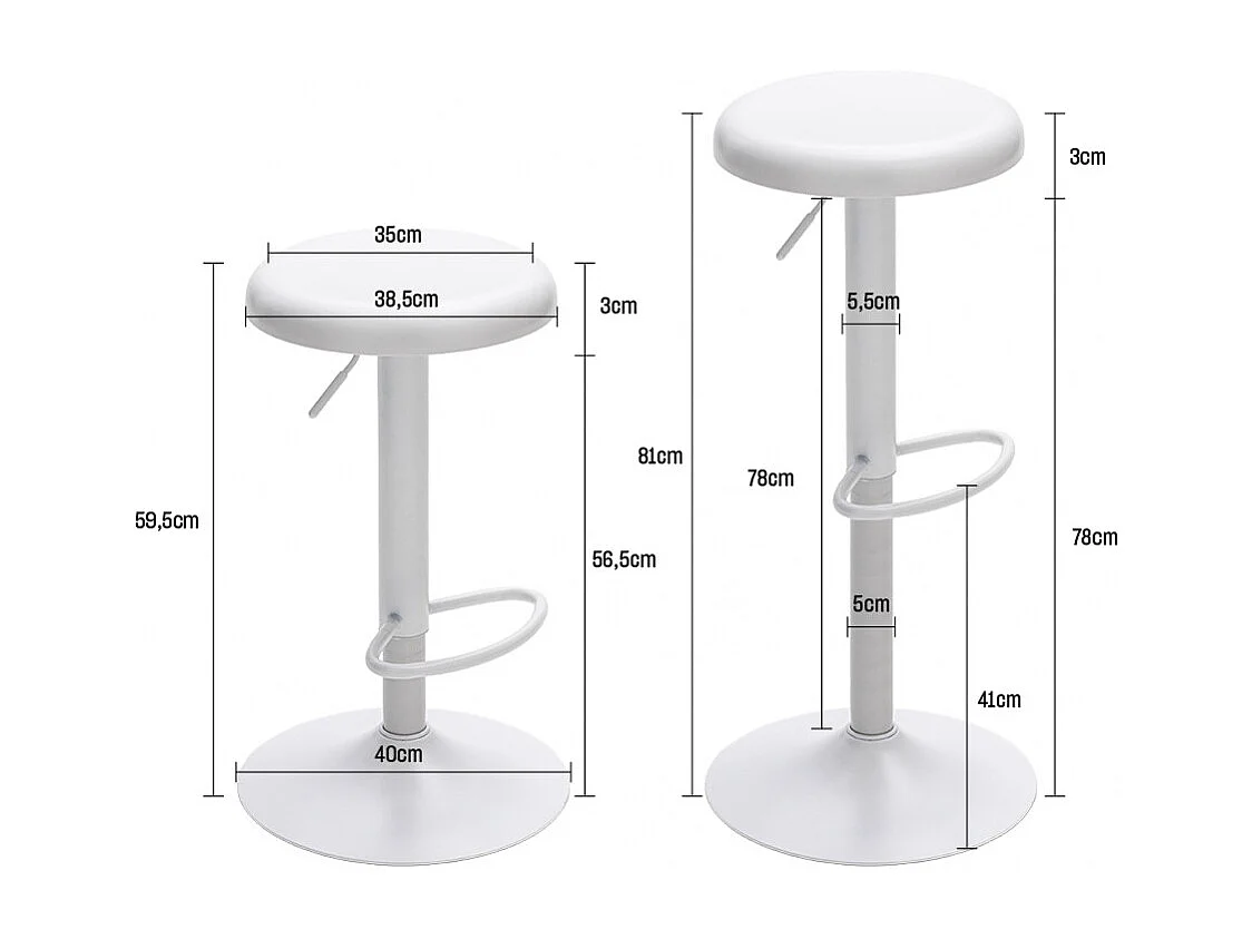 Pop - Tabouret de bar réglable en métal H60-81cm - Noir