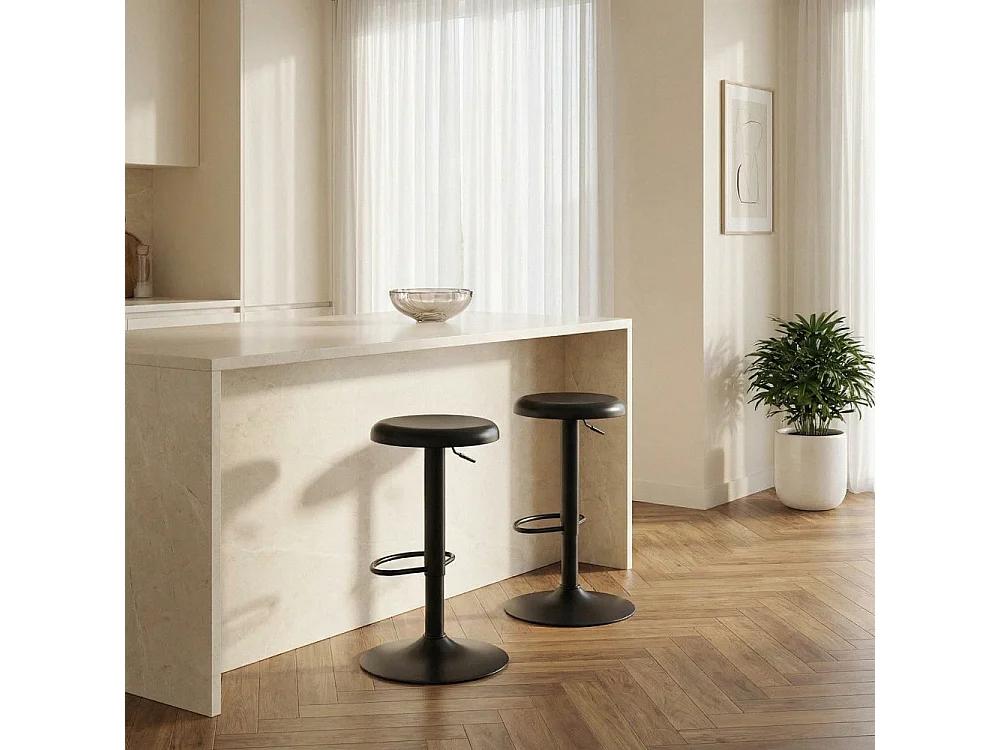 Pop - Tabouret de bar réglable en métal H60-81cm - Noir