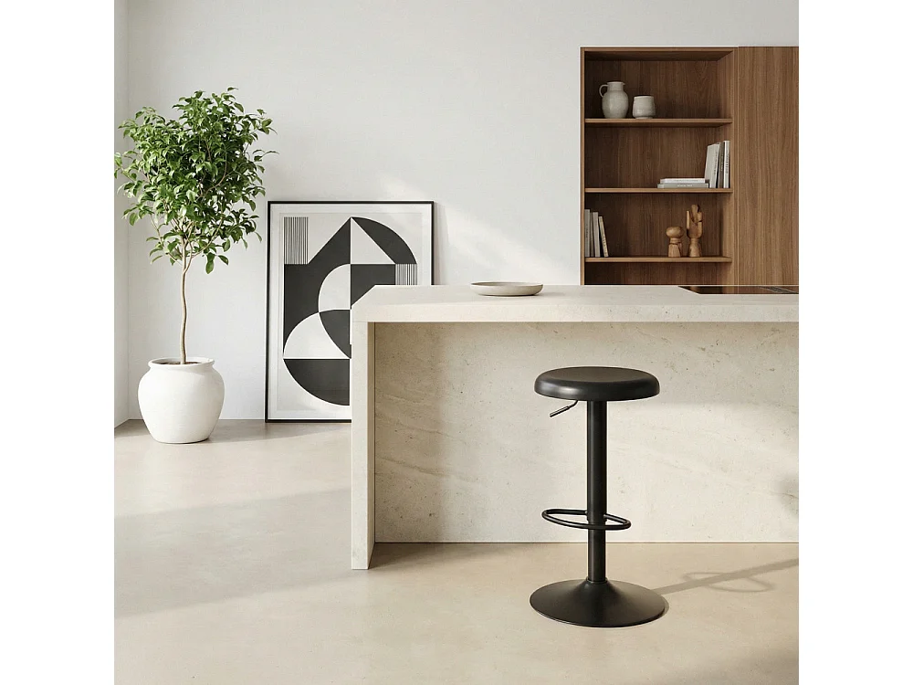 Pop - Tabouret de bar réglable en métal H60-81cm - Noir