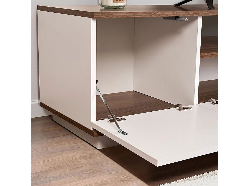 Fritz - Meuble TV 3 portes en bois L180cm - Blanc