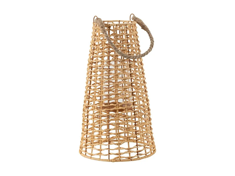 Farol de ratán beige 25x25x42.5 cm