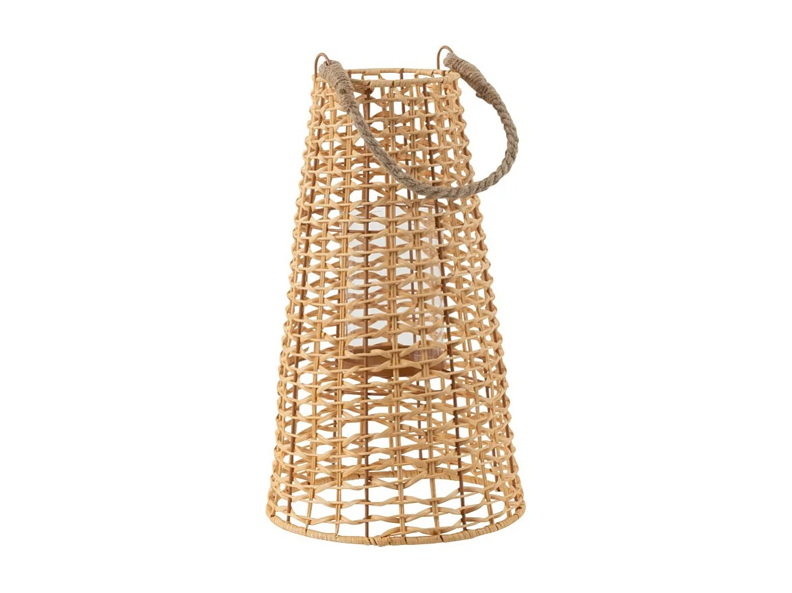 Farol de ratán beige 25x25x42.5 cm