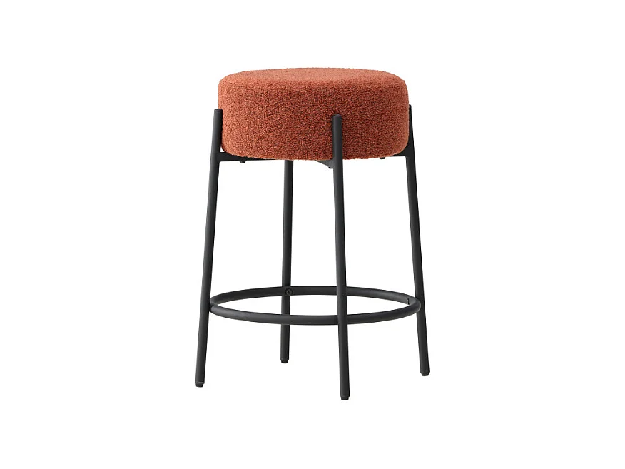 Tucson - Tabouret de bar en tissu bouclette et métal H70cm - Rouille