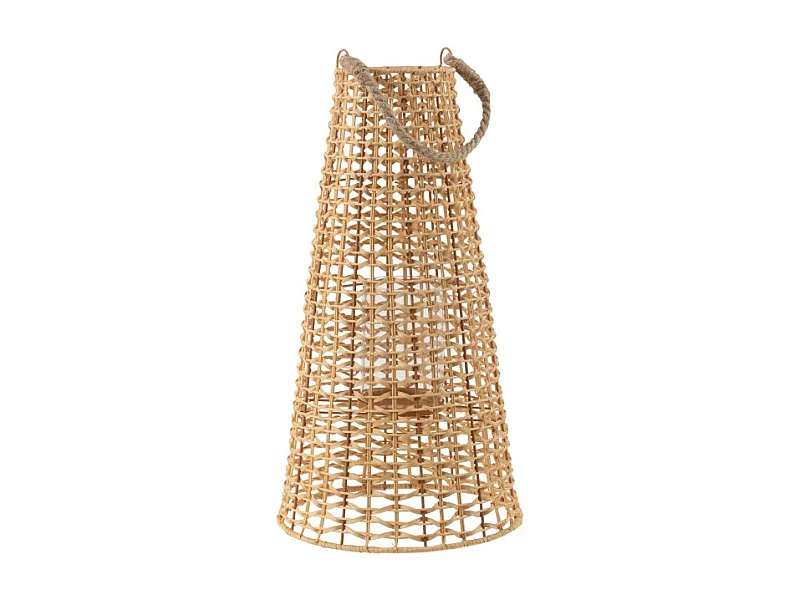 Farol de mimbre beige 30x30x55 cm