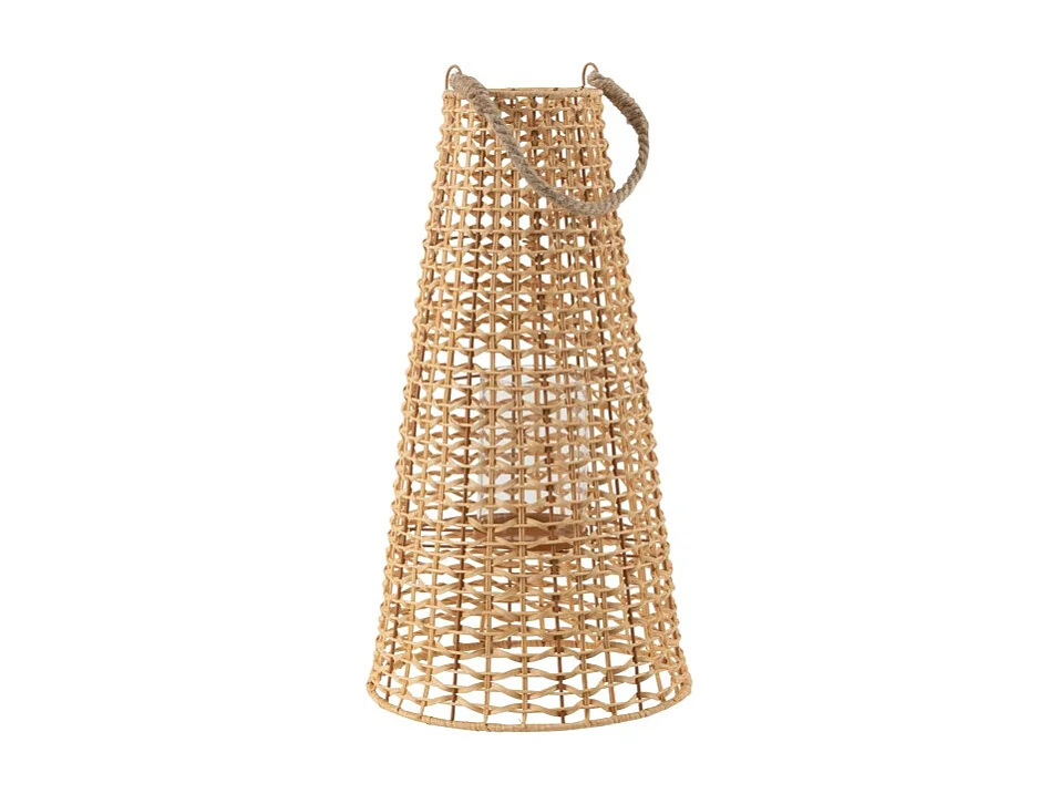 Farol de mimbre beige 30x30x55 cm