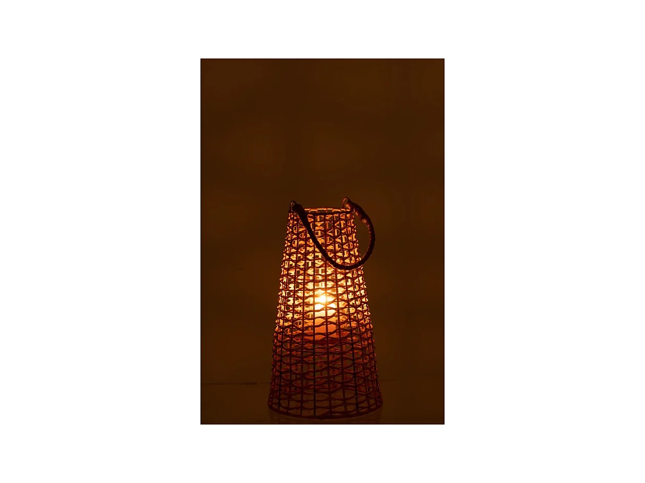 Farol de mimbre beige 30x30x55 cm