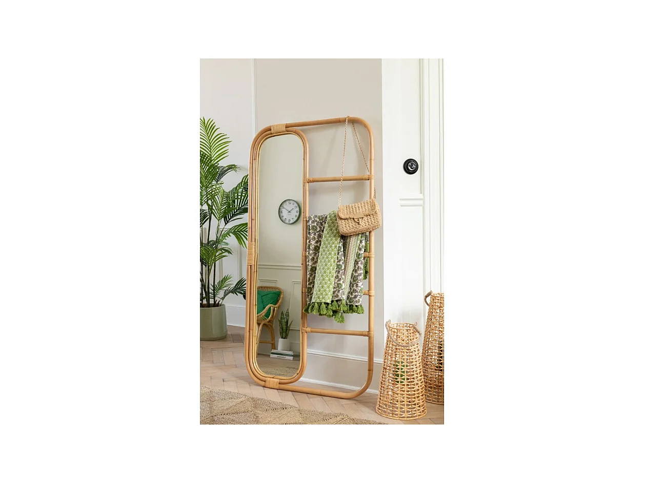 Farol de mimbre beige 30x30x55 cm