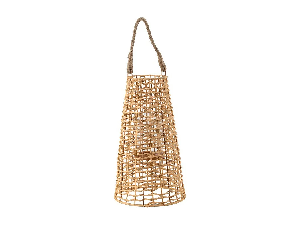 Farol de mimbre beige 30x30x55 cm