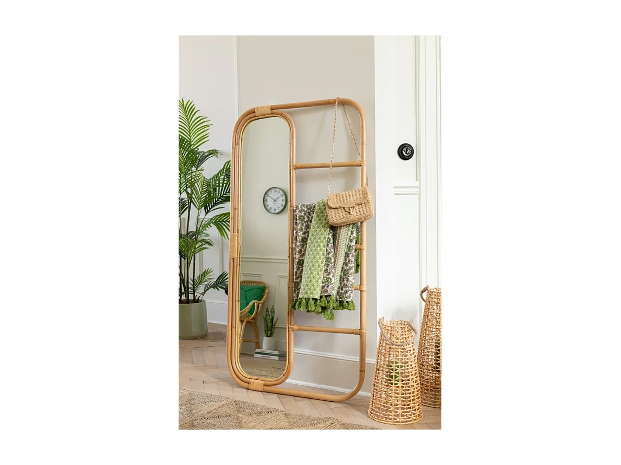 Farol de mimbre beige 30x30x55 cm