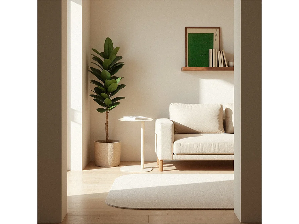 Sidy - Bout de canapé en métal H66cm - Beige