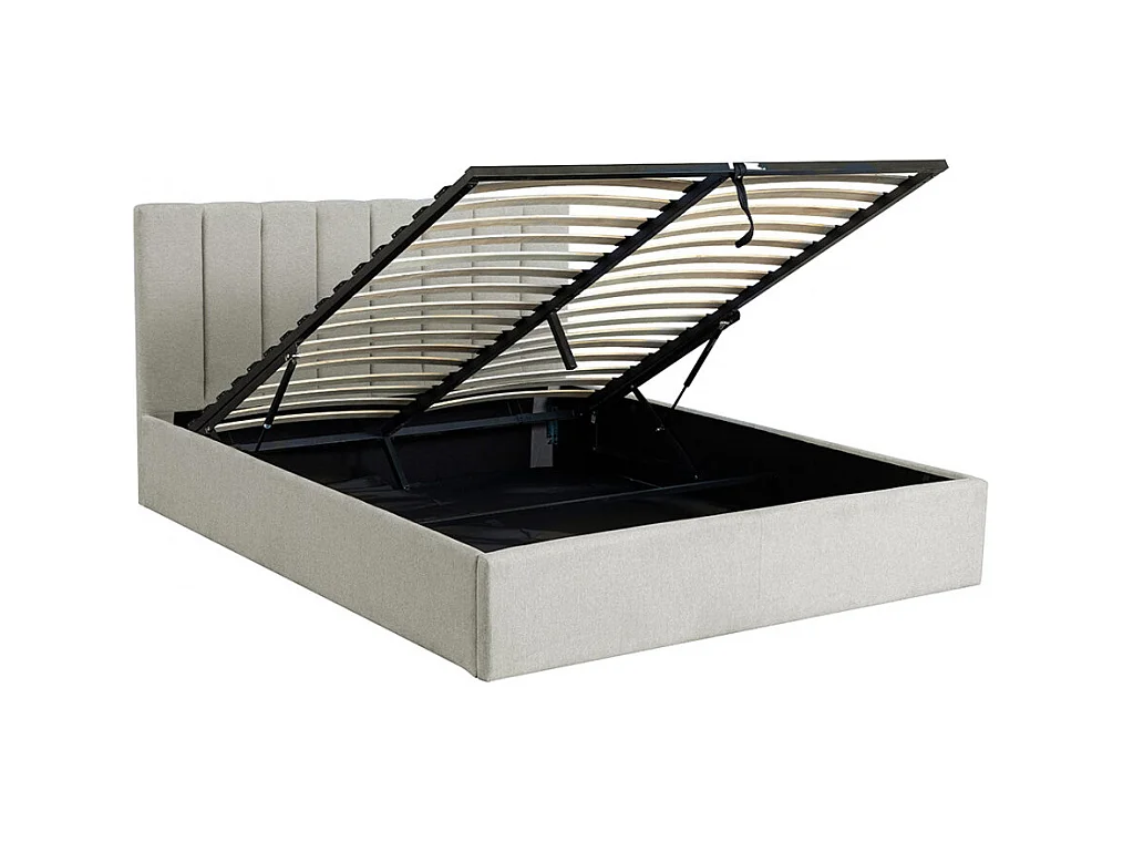 Lou - Lit coffre en tissu 160x200cm - Écru