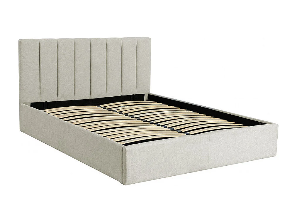 Lou - Lit coffre en tissu 160x200cm - Écru