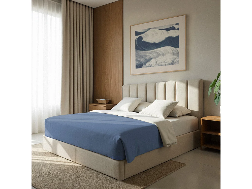 Lou - Lit coffre en tissu 160x200cm - Écru
