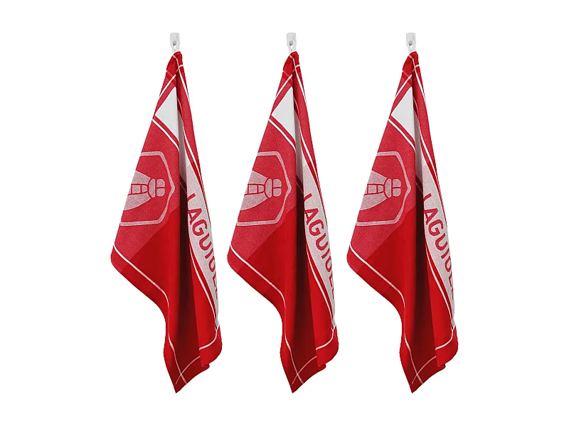 Lot de 3 torchons jacquard 50x70cm rouge -  "Miel"