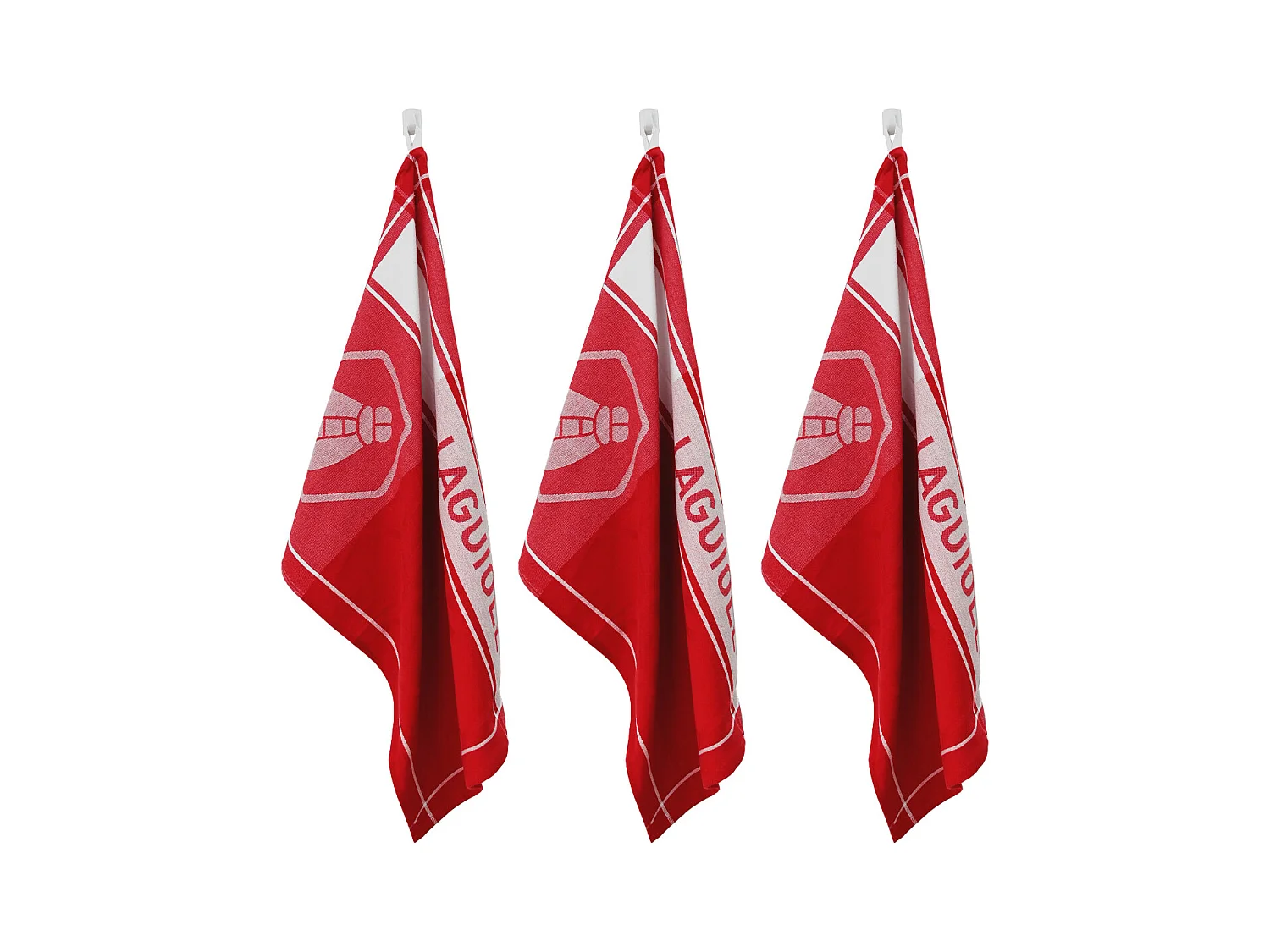 Lot de 3 torchons jacquard 50x70cm rouge -  "Miel"