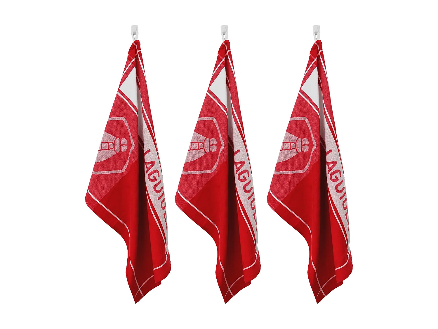 Lot de 3 torchons jacquard 50x70cm rouge -  "Miel"