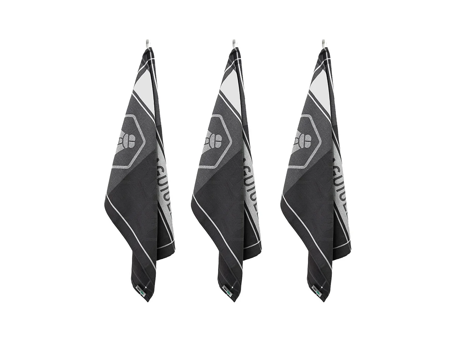 Lot de 3 torchons jacquard 50x70cm noir -  "Miel"