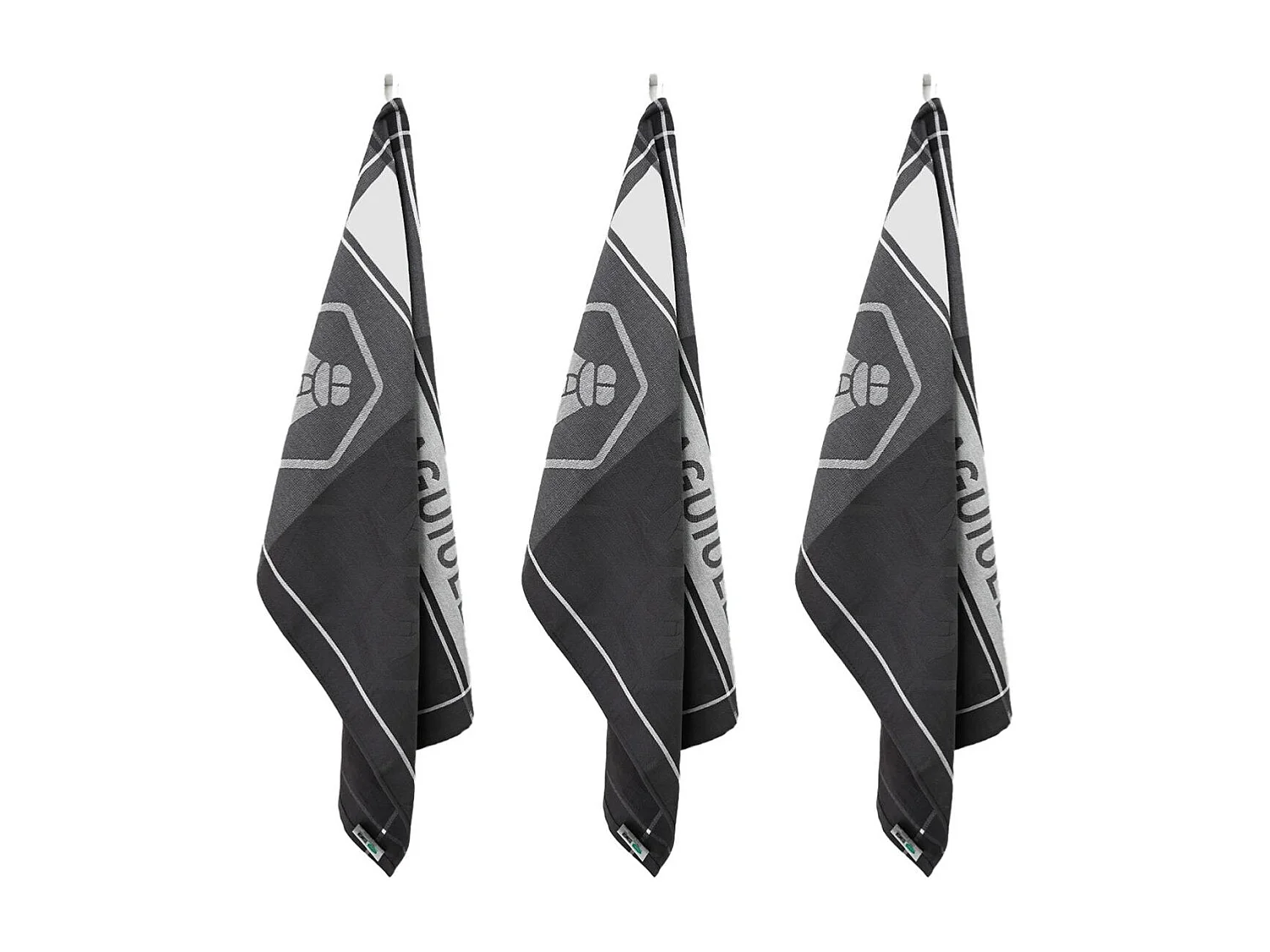 Lot de 3 torchons jacquard 50x70cm noir -  "Miel"