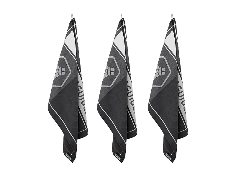 Lot de 3 torchons jacquard 50x70cm noir -  "Miel"