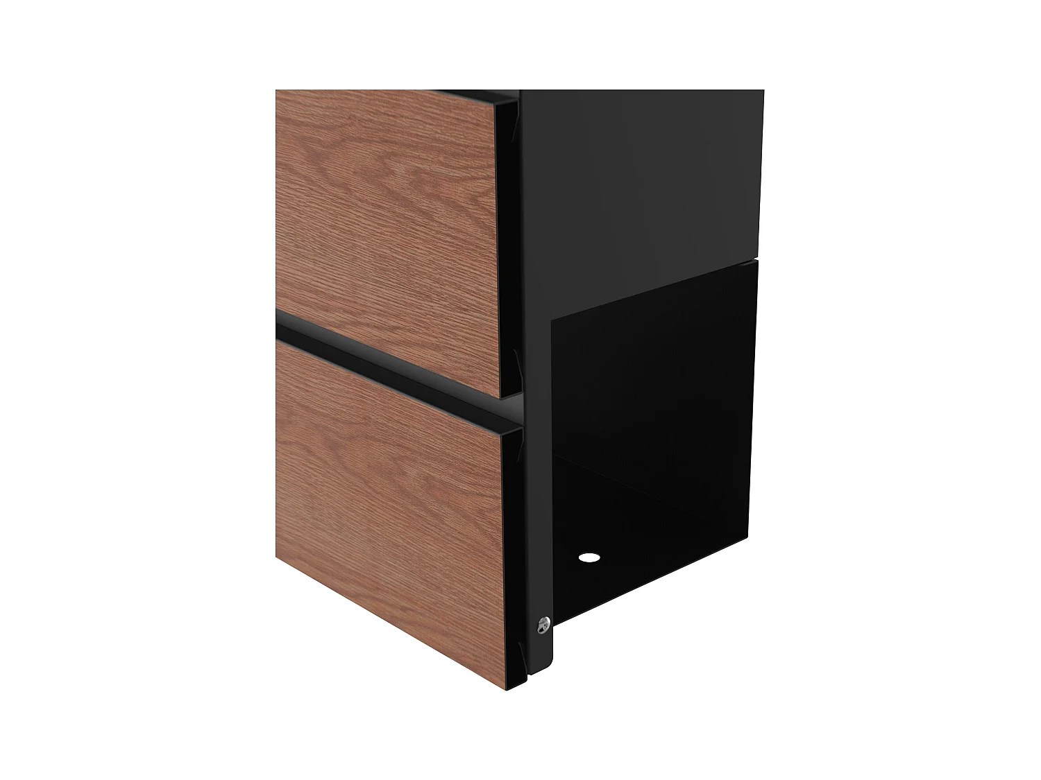 Boîte aux lettres murale CANNES Noir mat et bois avec porte-journaux et serrure à clé