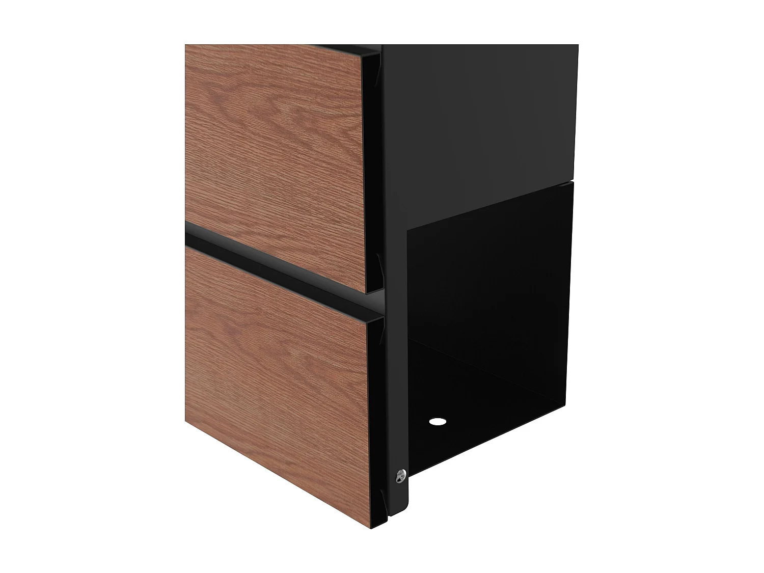 Boîte aux lettres murale CANNES Noir mat et bois avec porte-journaux et serrure à clé