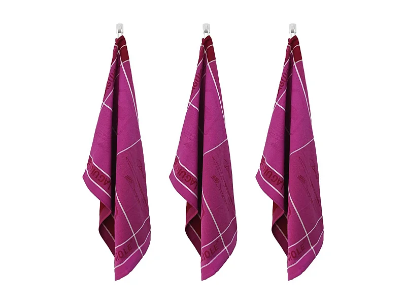 Lot de 3 torchons jacquard 50x70cm mauve -  "Tartan"