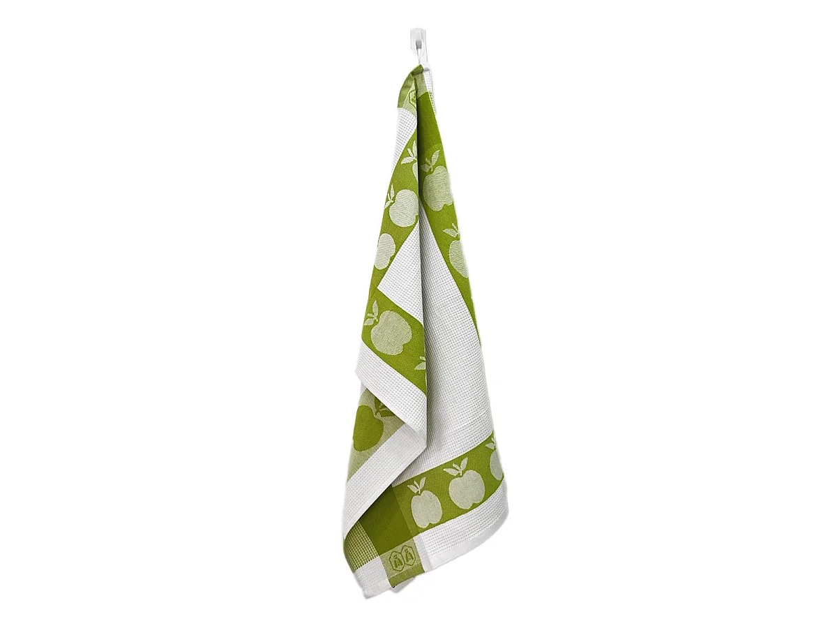 Lot de 3 torchons nid d'abeilles 50x70cm vert -  "Carré"