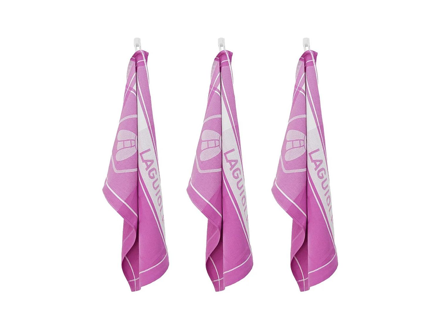 Lot de 3 torchons jacquard 50x70cm mauve -  "Miel"