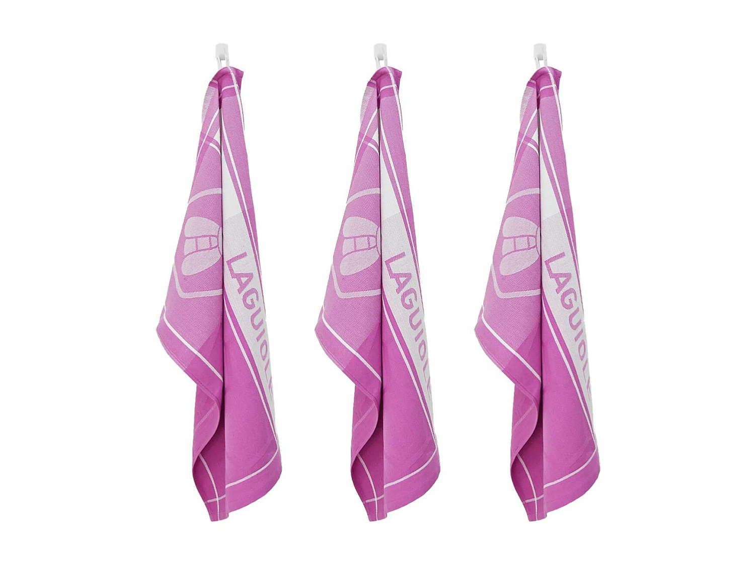 Lot de 3 torchons jacquard 50x70cm mauve -  "Miel"