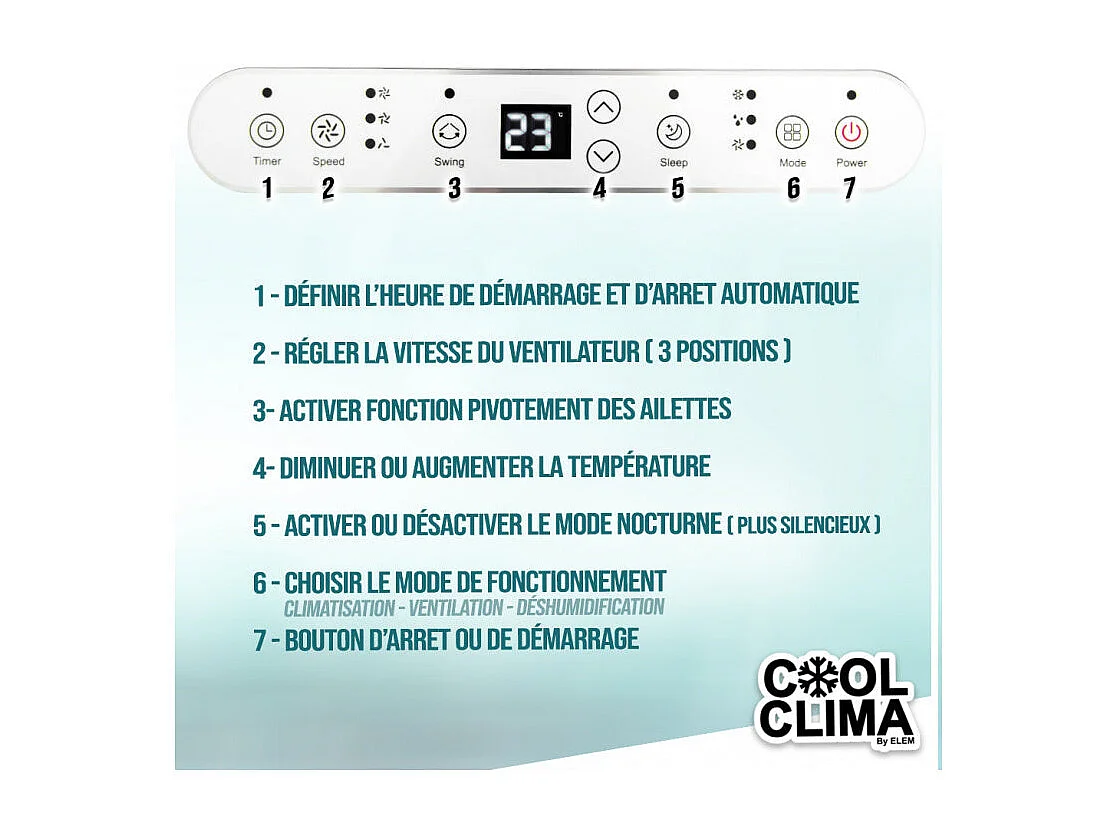 Climatiseur Mobile Cool Clima 16000 BTU - 4.7KW avec Télécommande