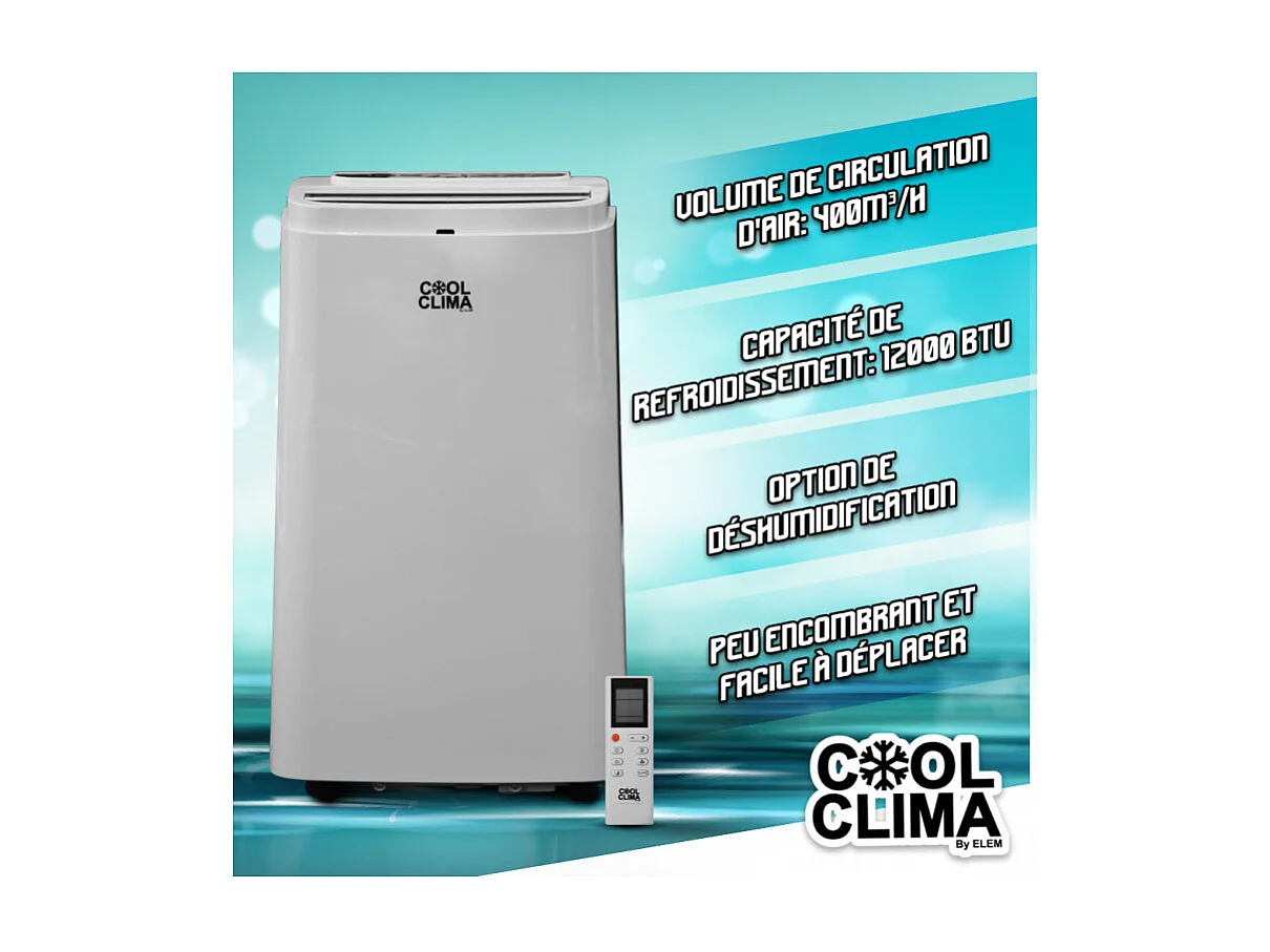 Climatiseur Mobile Cool Clima 12000 BTU - 3530 W