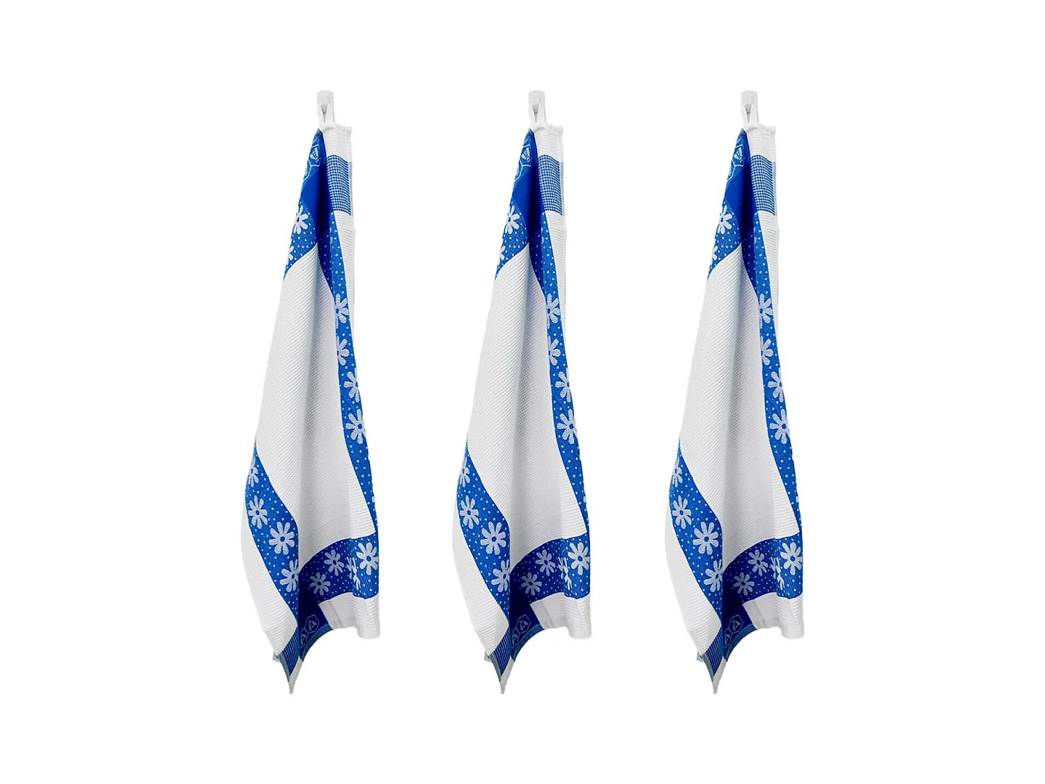 Lot de 3 torchons nid d'abeilles 50x70cm bleu -  "Carré"