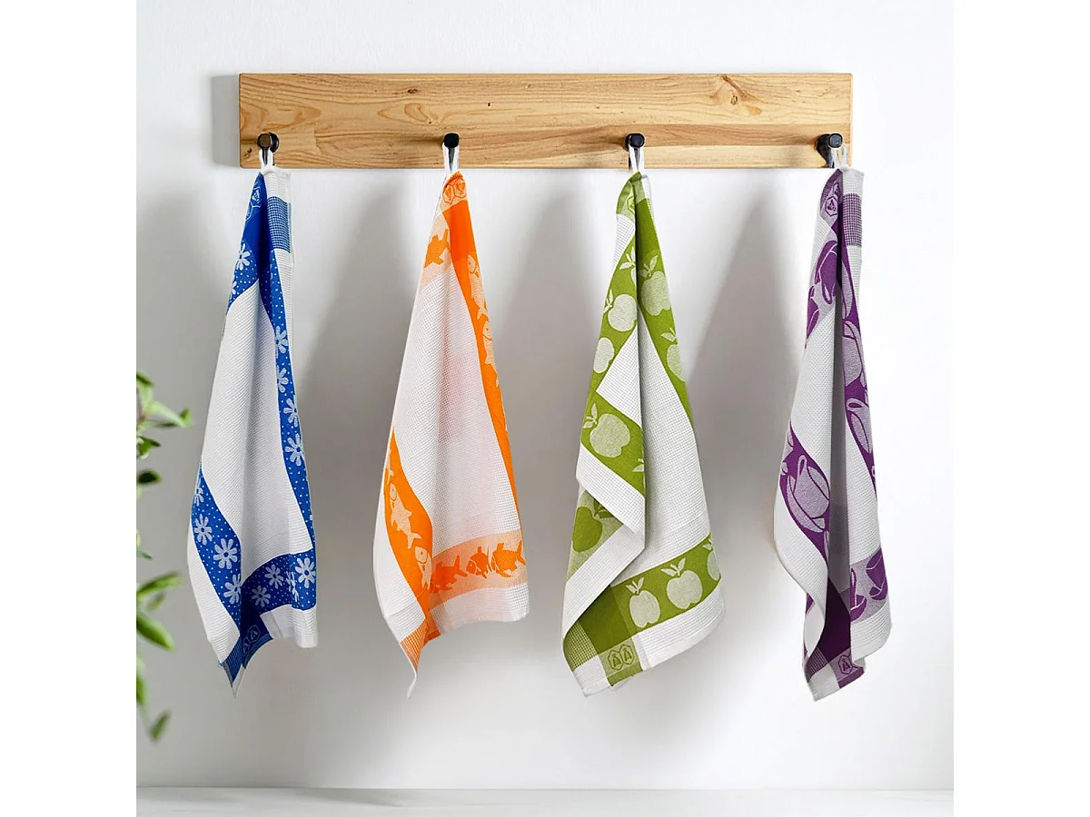 Lot de 3 torchons nid d'abeilles 50x70cm mauve -  "Carré"