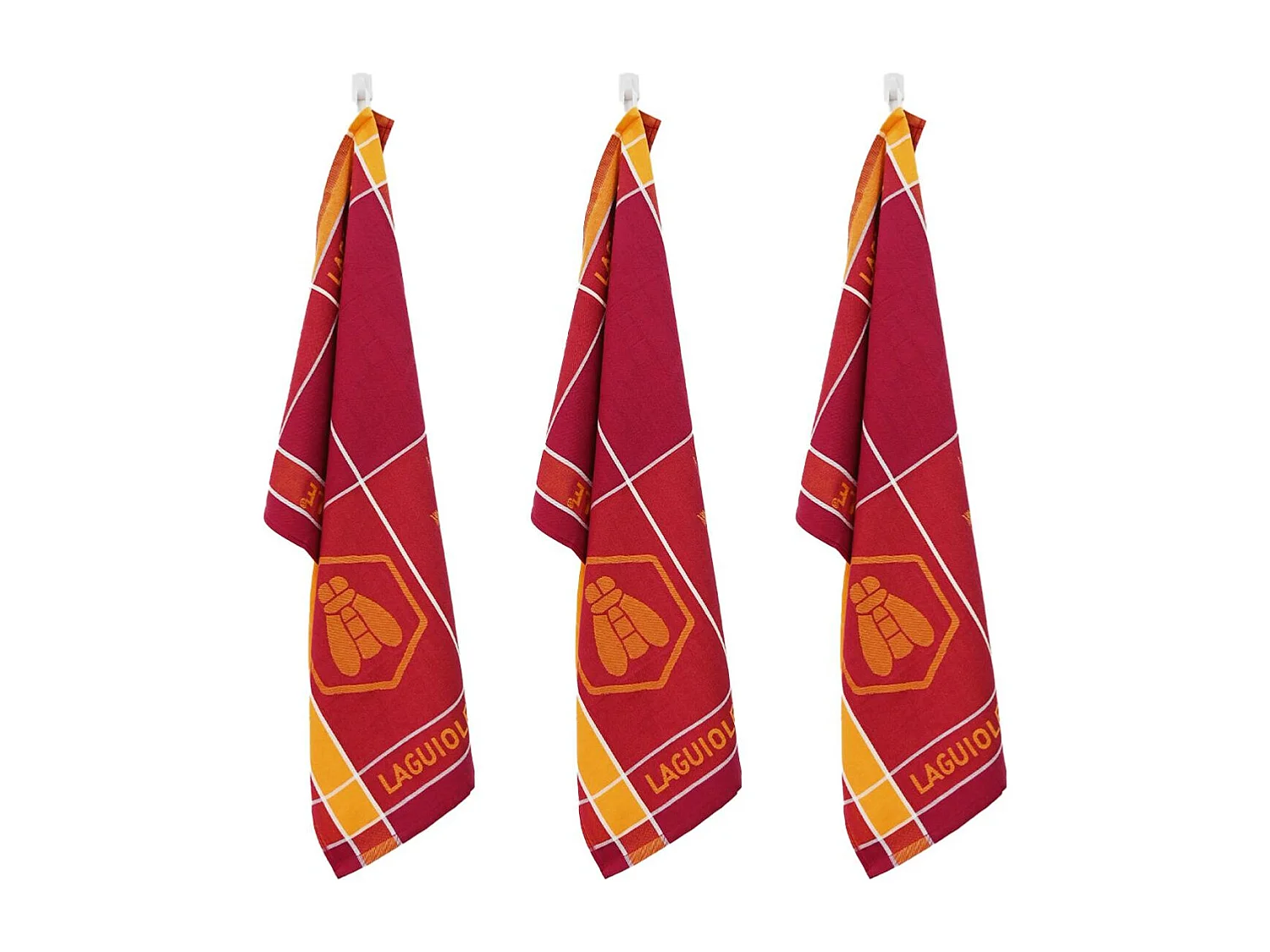 Lot de 3 torchons jacquard 50x70cm orange -  "Tartan"