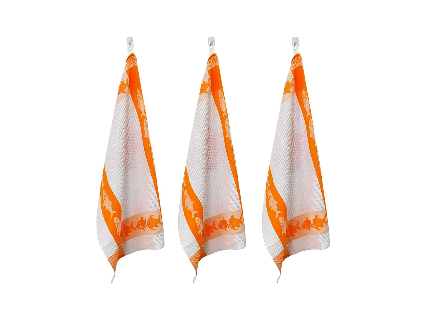 Lot de 3 torchons nid d'abeilles 50x70cm orange -  "Carré"