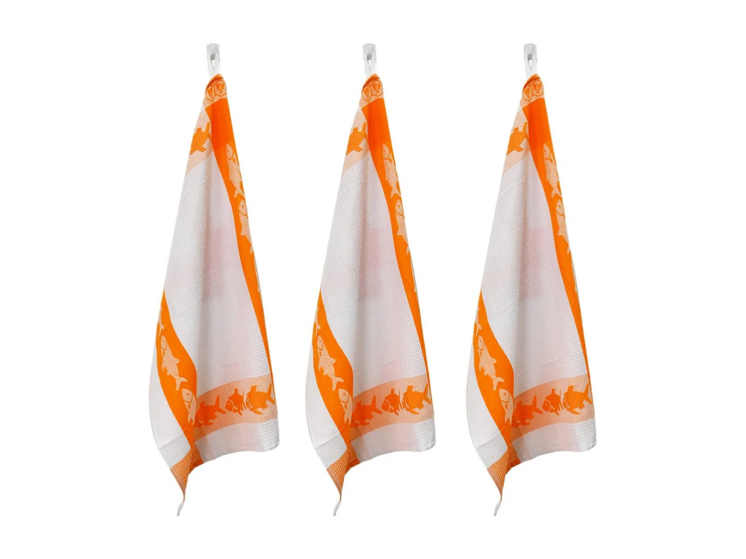 Lot de 3 torchons nid d'abeilles 50x70cm orange -  "Carré"
