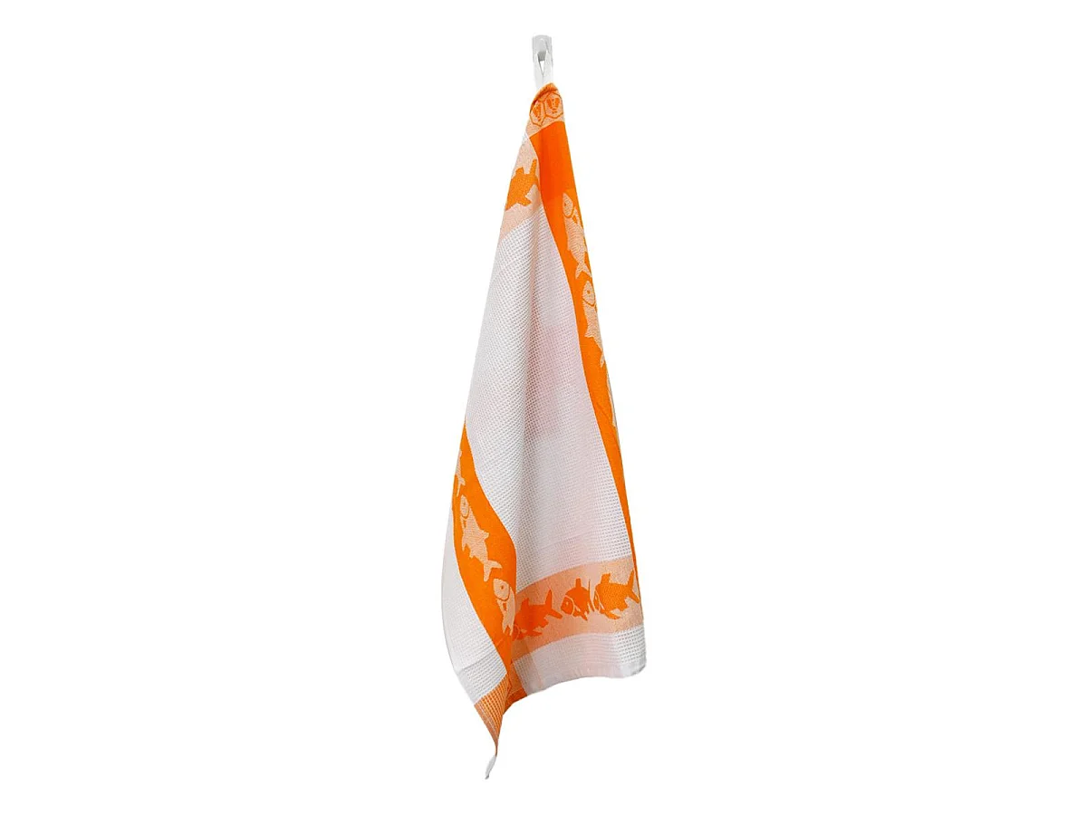 Lot de 3 torchons nid d'abeilles 50x70cm orange -  "Carré"