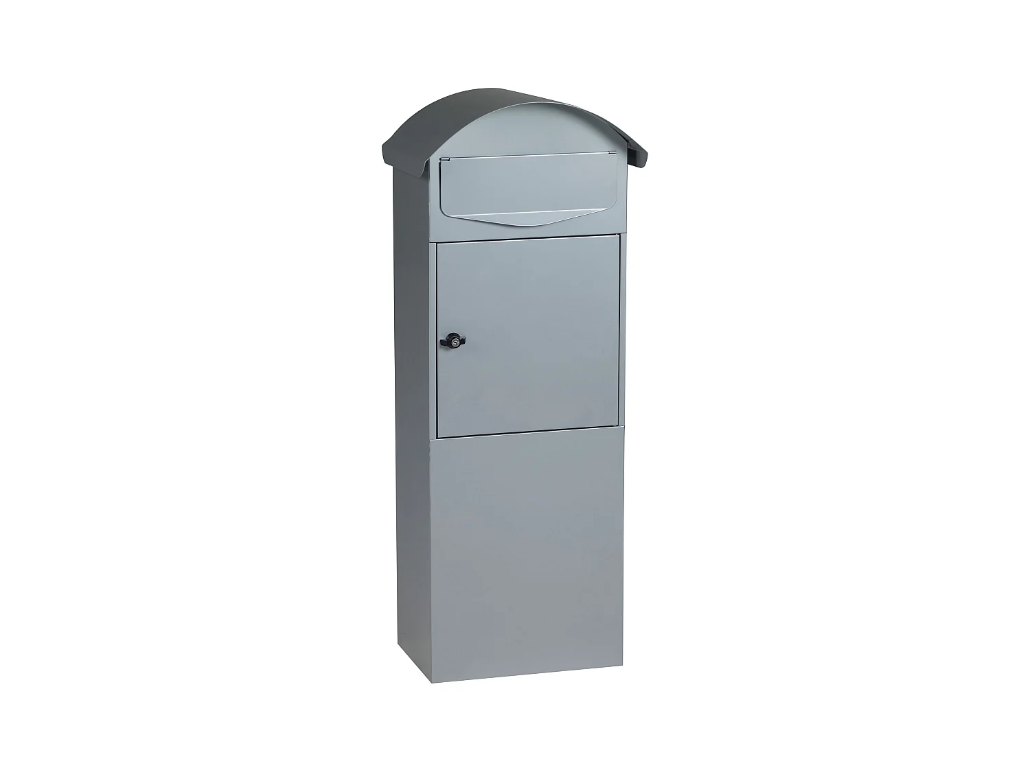 Boîte aux lettres sur pied Gris mat, compatible A4 et journaux, avec serrure et fixation au sol incluse