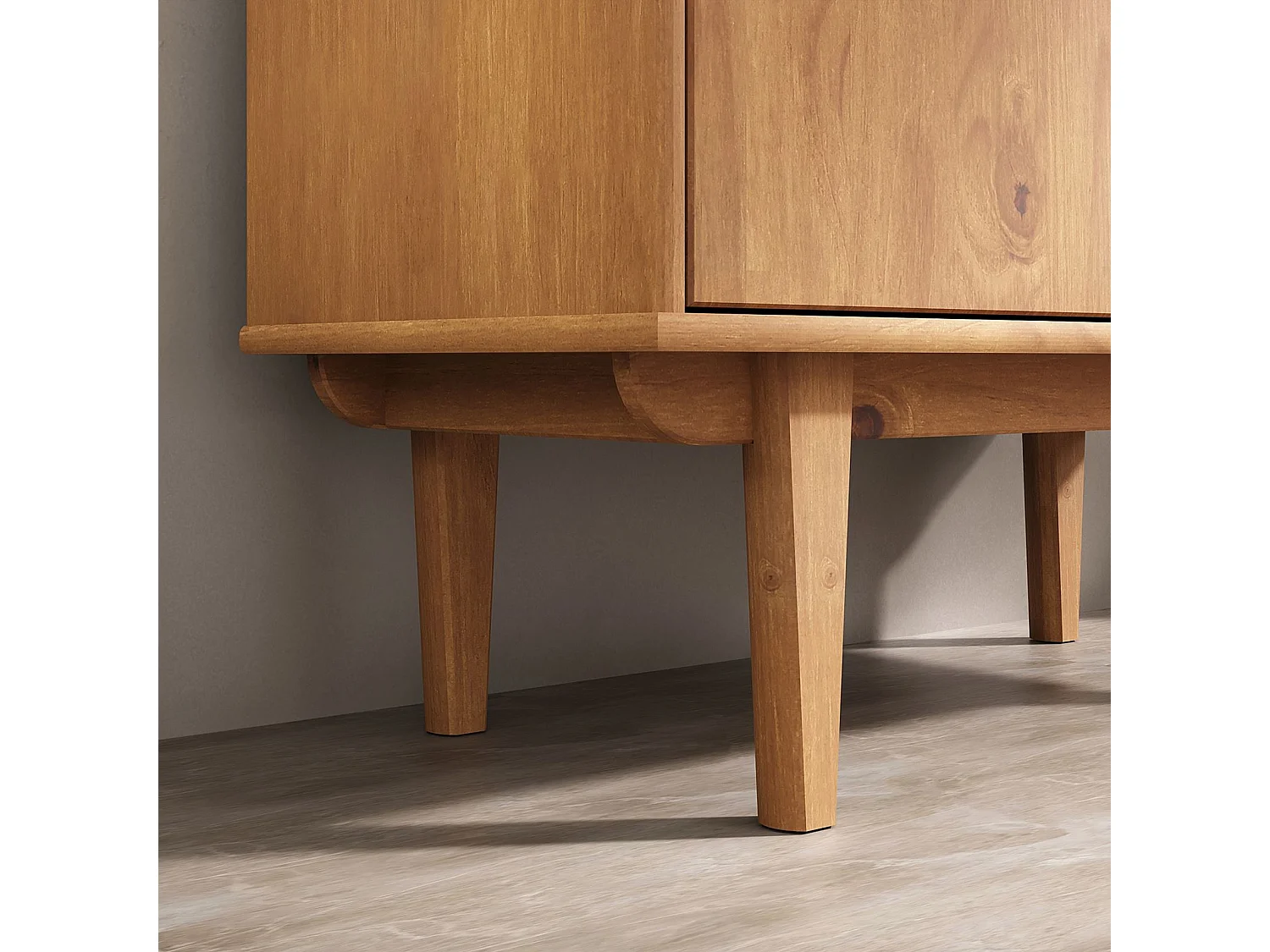 Buffet haut SIMONA 80x188 cm en bois massif coloris chêne avec 2 Portes 6 Étagères, Vaisselier en hauteur