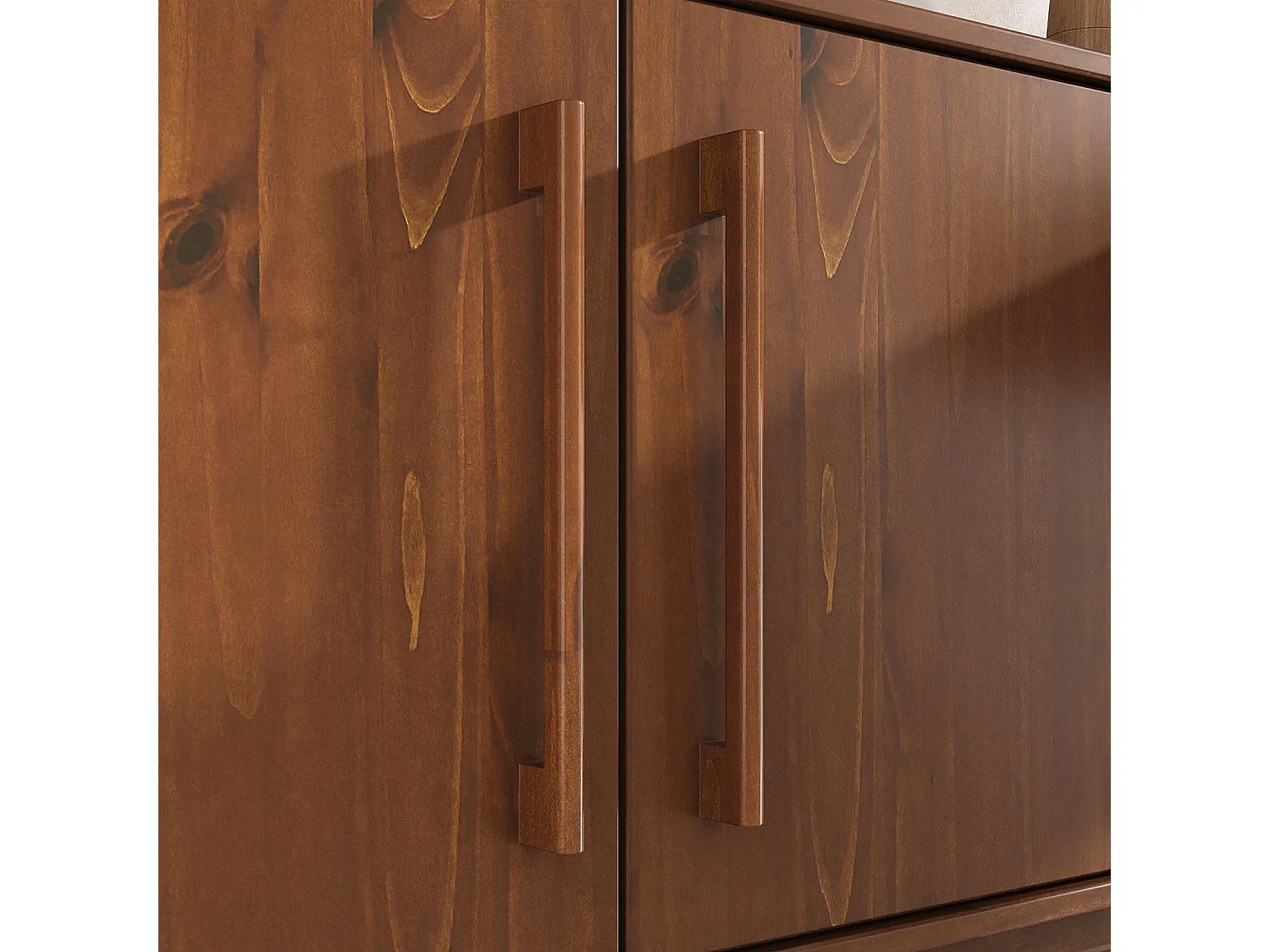 Buffet TECCA L 170 cm 2 Portes 3 Tiroirs en Bois Massif Coloris Châtaignier avec Étagères Réglables, Deux compartiments
